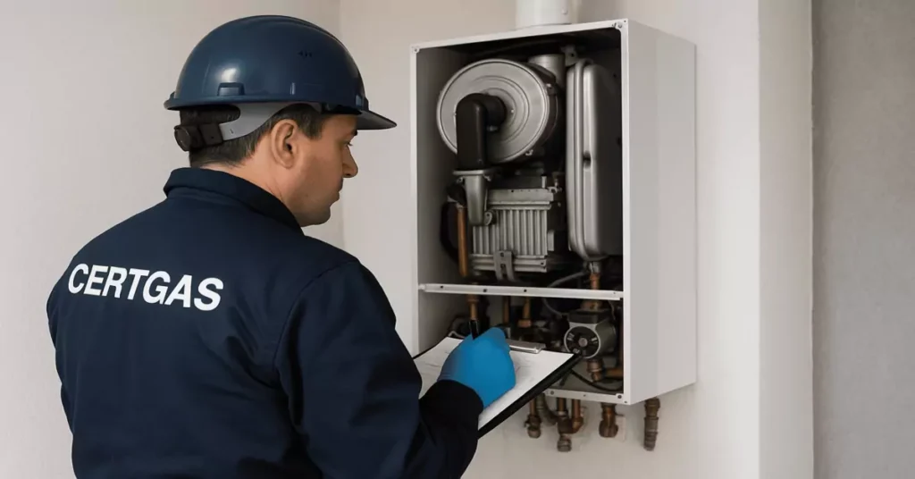 Texto alternativo: Técnico Certgas inspeccionando cilindro de gas con ficha técnica en mano, cumpliendo normativa SEC en la Región de Coquimbo.
