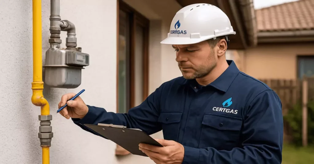 Técnico certificado Certgas realizando inspeccion de instalaciones de gas para obtener el certificado tc6 en la Región de O'Higgins con equipos profesionales